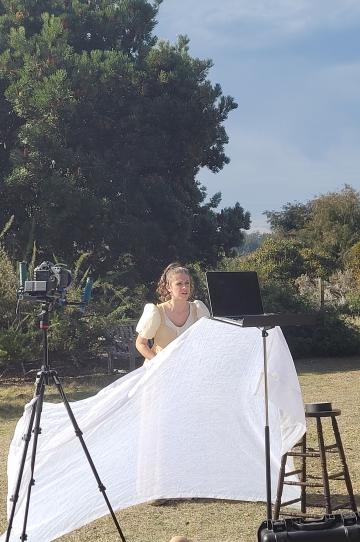 Kylie Smith filming at the UCSC Arboretum
